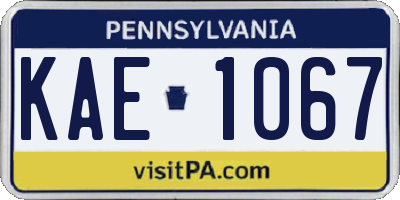 PA license plate KAE1067
