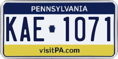 PA license plate KAE1071