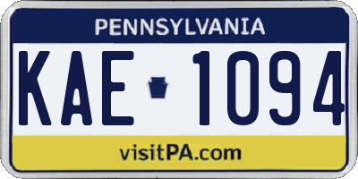 PA license plate KAE1094