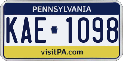 PA license plate KAE1098