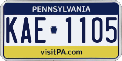 PA license plate KAE1105