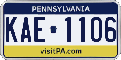 PA license plate KAE1106