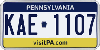 PA license plate KAE1107