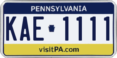 PA license plate KAE1111