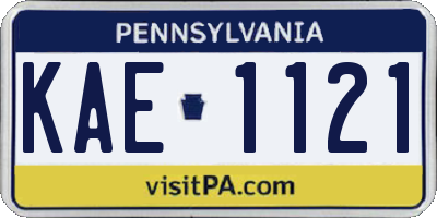 PA license plate KAE1121