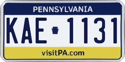 PA license plate KAE1131
