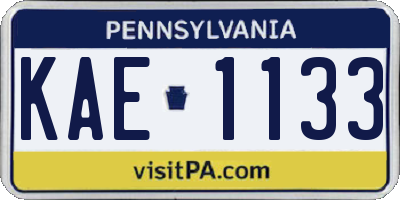 PA license plate KAE1133