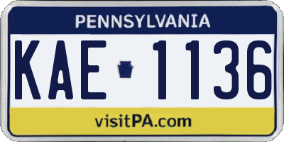 PA license plate KAE1136