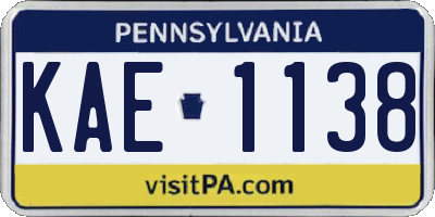 PA license plate KAE1138
