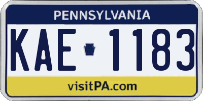 PA license plate KAE1183
