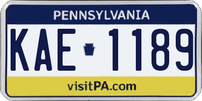 PA license plate KAE1189