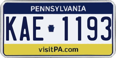 PA license plate KAE1193
