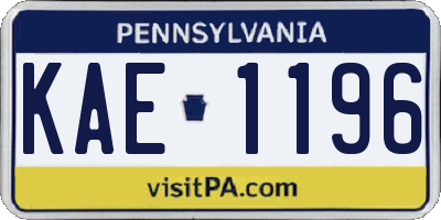 PA license plate KAE1196
