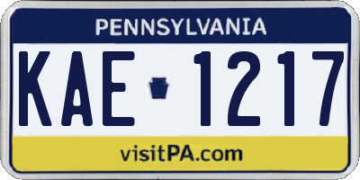 PA license plate KAE1217