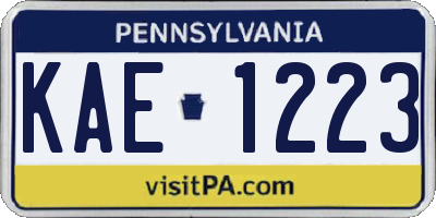 PA license plate KAE1223