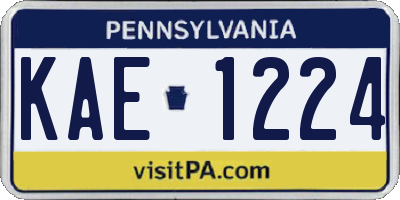 PA license plate KAE1224