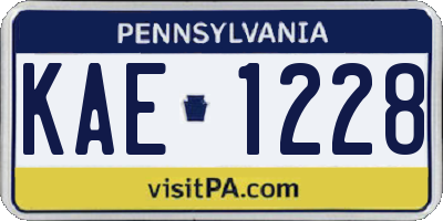 PA license plate KAE1228
