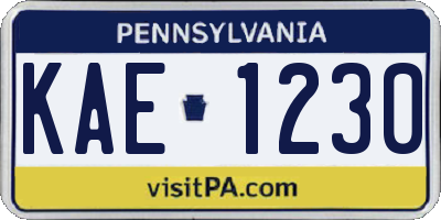 PA license plate KAE1230