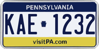 PA license plate KAE1232