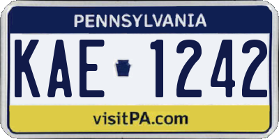 PA license plate KAE1242