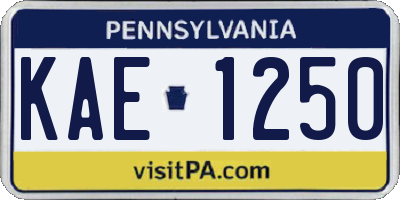 PA license plate KAE1250