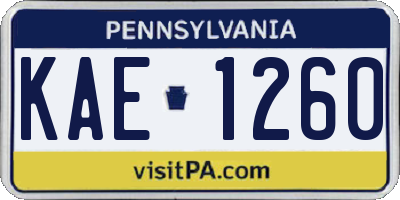 PA license plate KAE1260