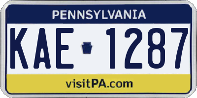 PA license plate KAE1287