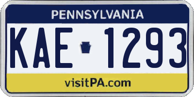 PA license plate KAE1293