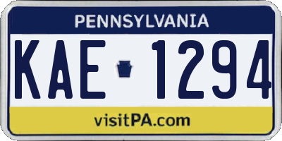 PA license plate KAE1294