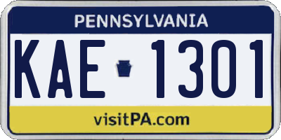 PA license plate KAE1301