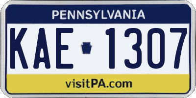 PA license plate KAE1307