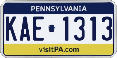PA license plate KAE1313