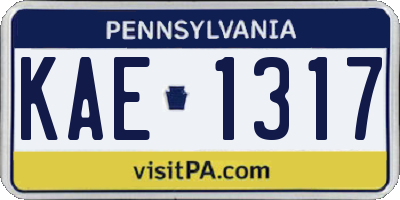 PA license plate KAE1317