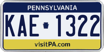 PA license plate KAE1322