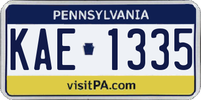 PA license plate KAE1335