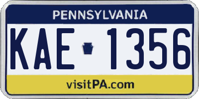 PA license plate KAE1356