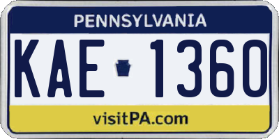 PA license plate KAE1360