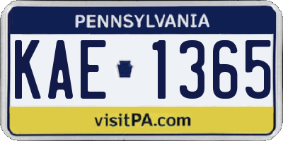 PA license plate KAE1365