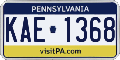 PA license plate KAE1368