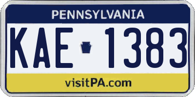 PA license plate KAE1383