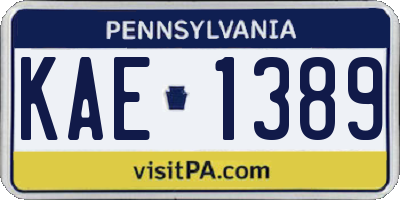 PA license plate KAE1389