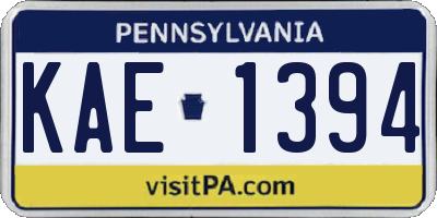 PA license plate KAE1394