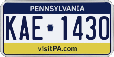 PA license plate KAE1430