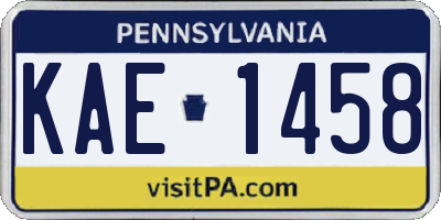 PA license plate KAE1458