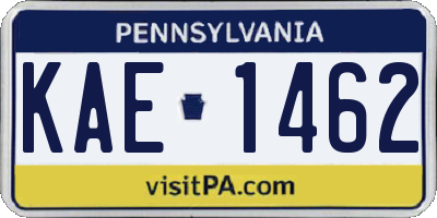 PA license plate KAE1462