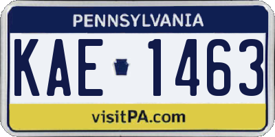 PA license plate KAE1463