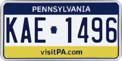 PA license plate KAE1496