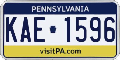 PA license plate KAE1596