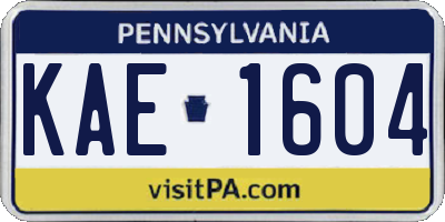 PA license plate KAE1604