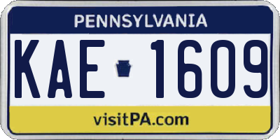 PA license plate KAE1609